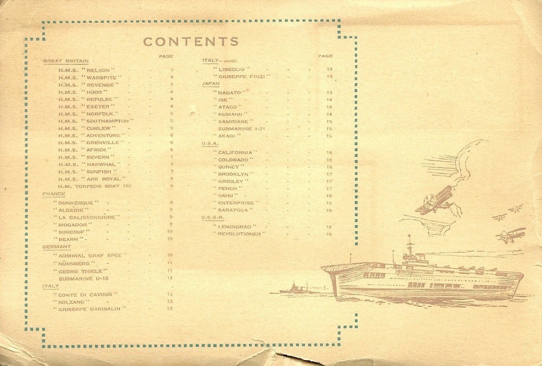 John Player & Sons - Album of Modern Naval Craft - Contents