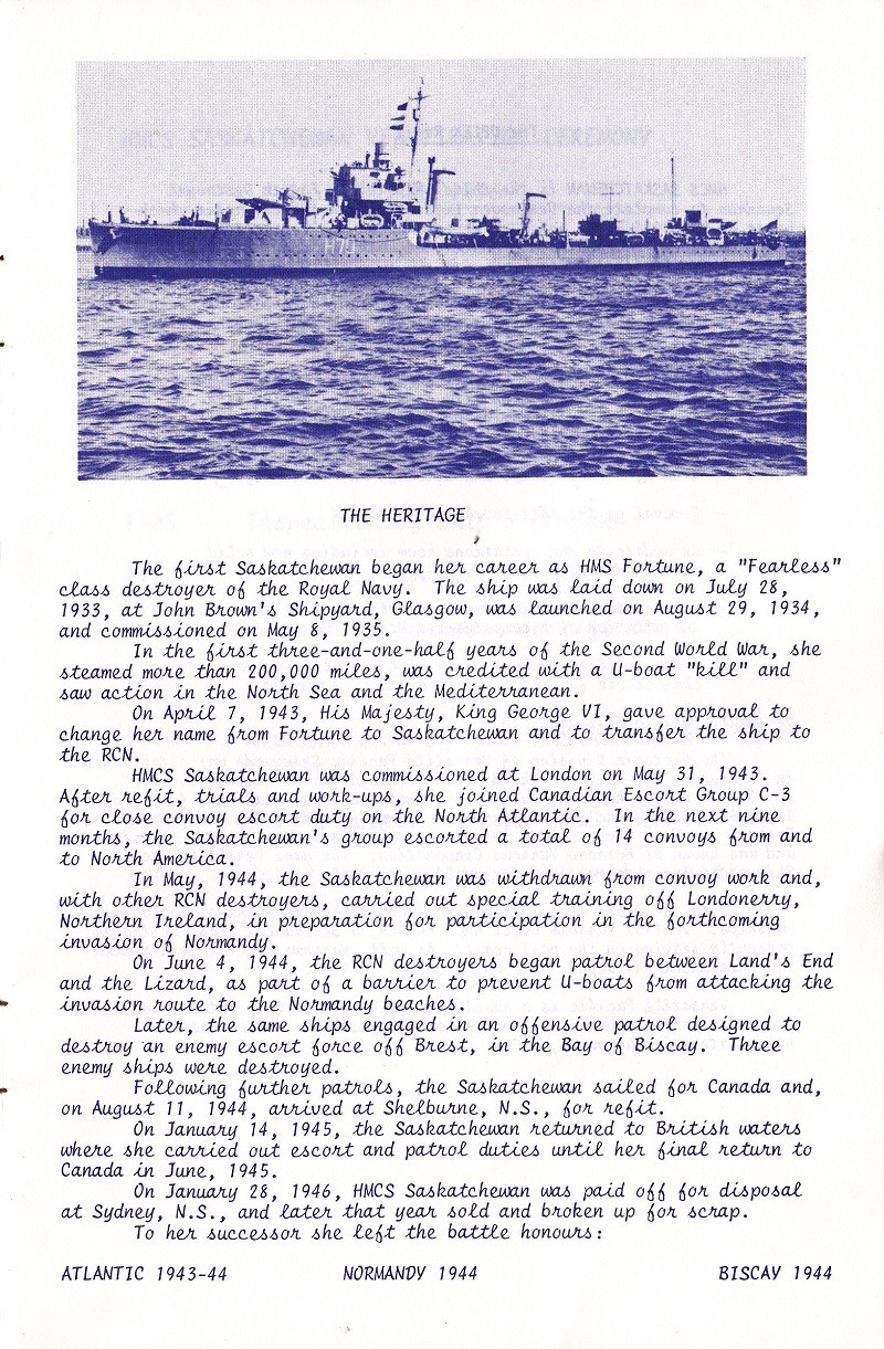 HMCS SASKATCHEWAN 262 REACTIVATION CEREMONY 25 fEB 1986 - PAGE 5