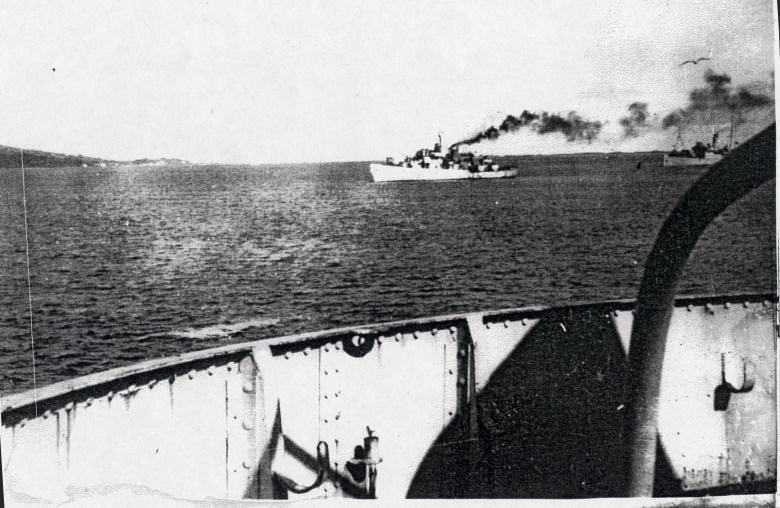 ships under power from deck of Nene